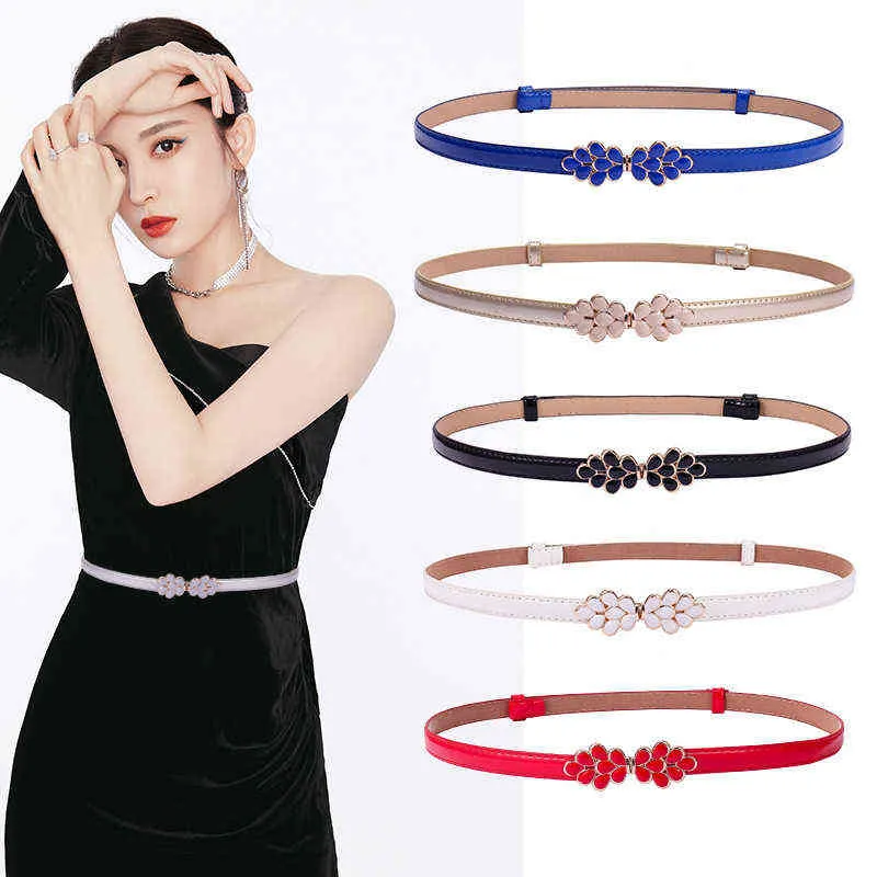 36 Moda Cores Doces Mulheres Fine Belts Pu Leathe Ajustável CummerBunds Cat Eye Buck Buckle Feminino Para Vestido Bonito Waistband G220301