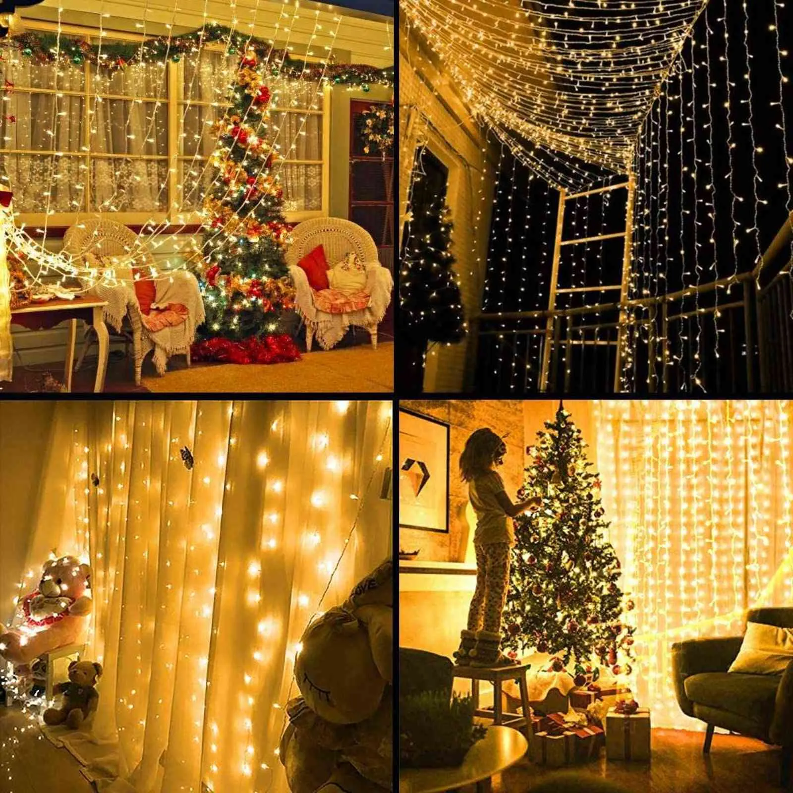 3x1 / 3x2 / 3x3M LED Icicle String Lights Christmas Fairy Lights Garland Outdoor Home pour mariage / fête / rideau / décoration de jardin 211122
