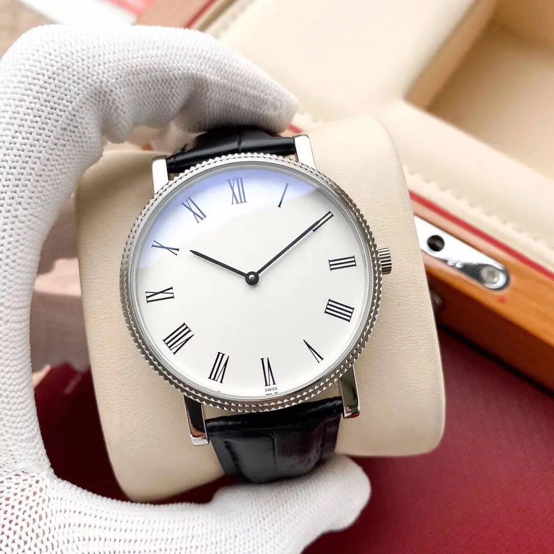 Relógios de couro relógio mecânico automático masculino luxuoso à prova d'água ultrafino mostrador grande clássico business304e