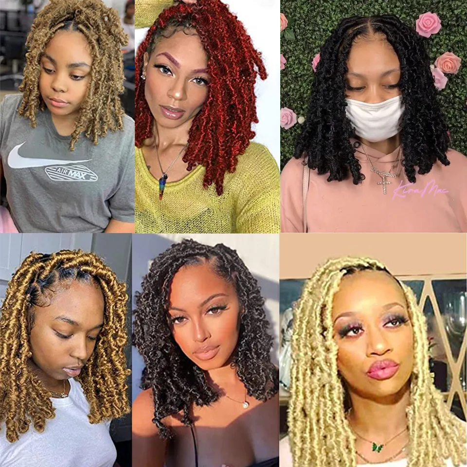 Distressed Butterfly Locs Crochet Cheveux Synthétique Tressage Cheveux Faux Locs Crochet Tresses Pré Boucle Messy Meches Serrures Papillon 2021 mode