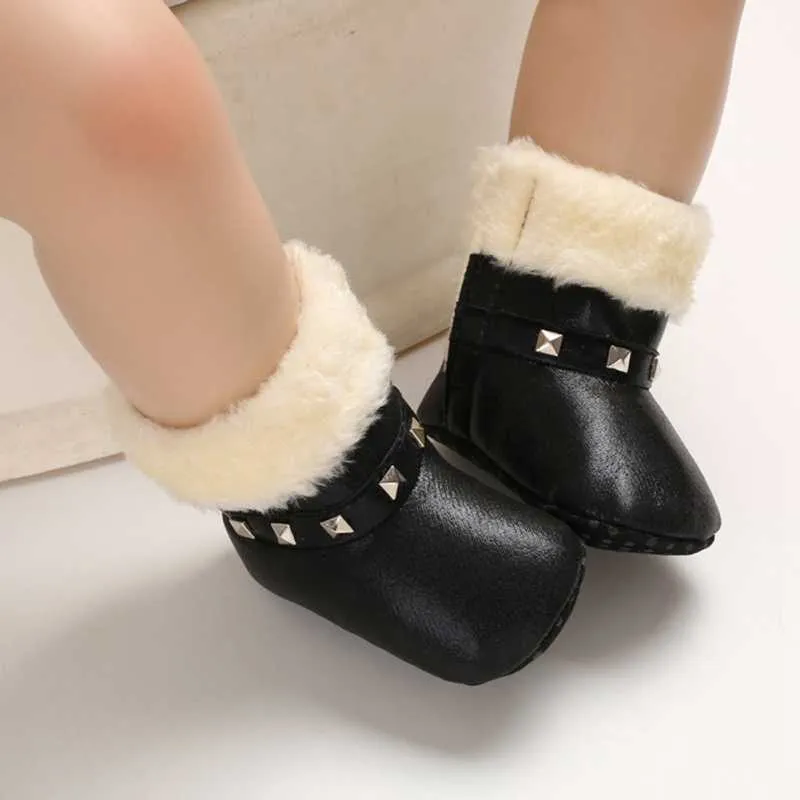 Automne hiver enfants bottes bébé fille bottes en cuir synthétique polyuréthane chaussures décontractées premiers marcheurs nouveau-né mignon antidérapant semelle souple chaussure G1023