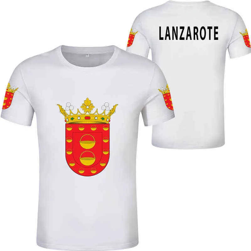 T-shirt con bandiera di Lanzarote fai-da-te personalizzata personalizzata t-shirt con bandiera della spagna vestiti della squadra sportiva Uomini / donne Joker Fashion Loose O-Collo Tees Top X0602