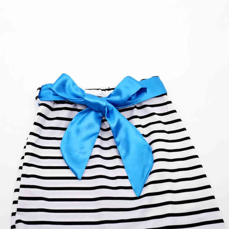 Girls Clothes Set Summer Fungus Sleeve Vest Top + Striped Skirt Of Baby Casual Children 210515