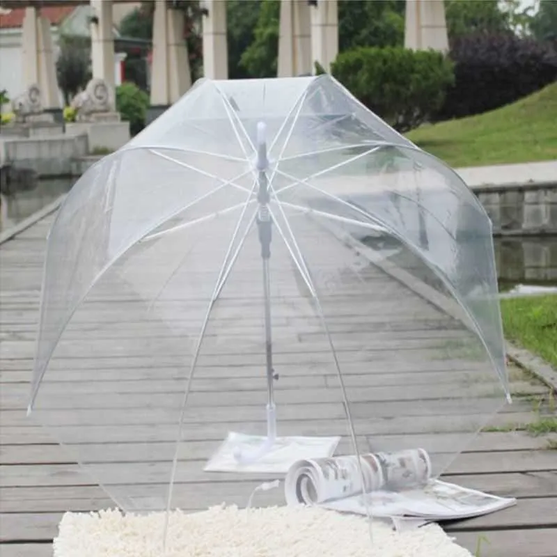 Mode Transparent clair bulle dôme forme parapluie extérieur coupe-vent parapluies princesse désherbage décoration 210925