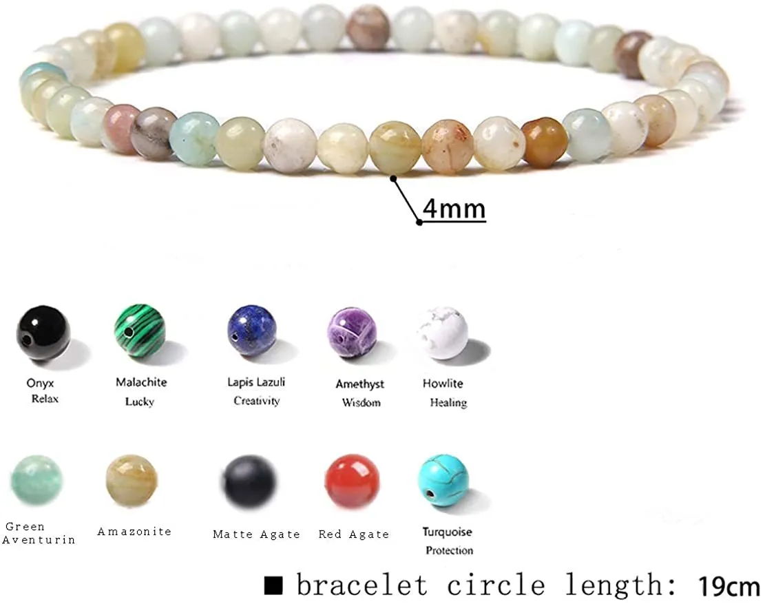 4 mm mini bracelets d'énergie de pierres précieuses pour femmes bracelet minuscule bracelet instruction bracelet charme couples perles couples bracelets