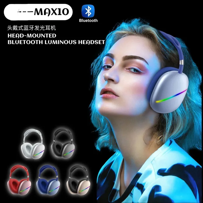 Cuffie MAX10 Luce a cuffia Bluetooth Bluetooth Bassi pesanti Cuffie wireless max 6501848