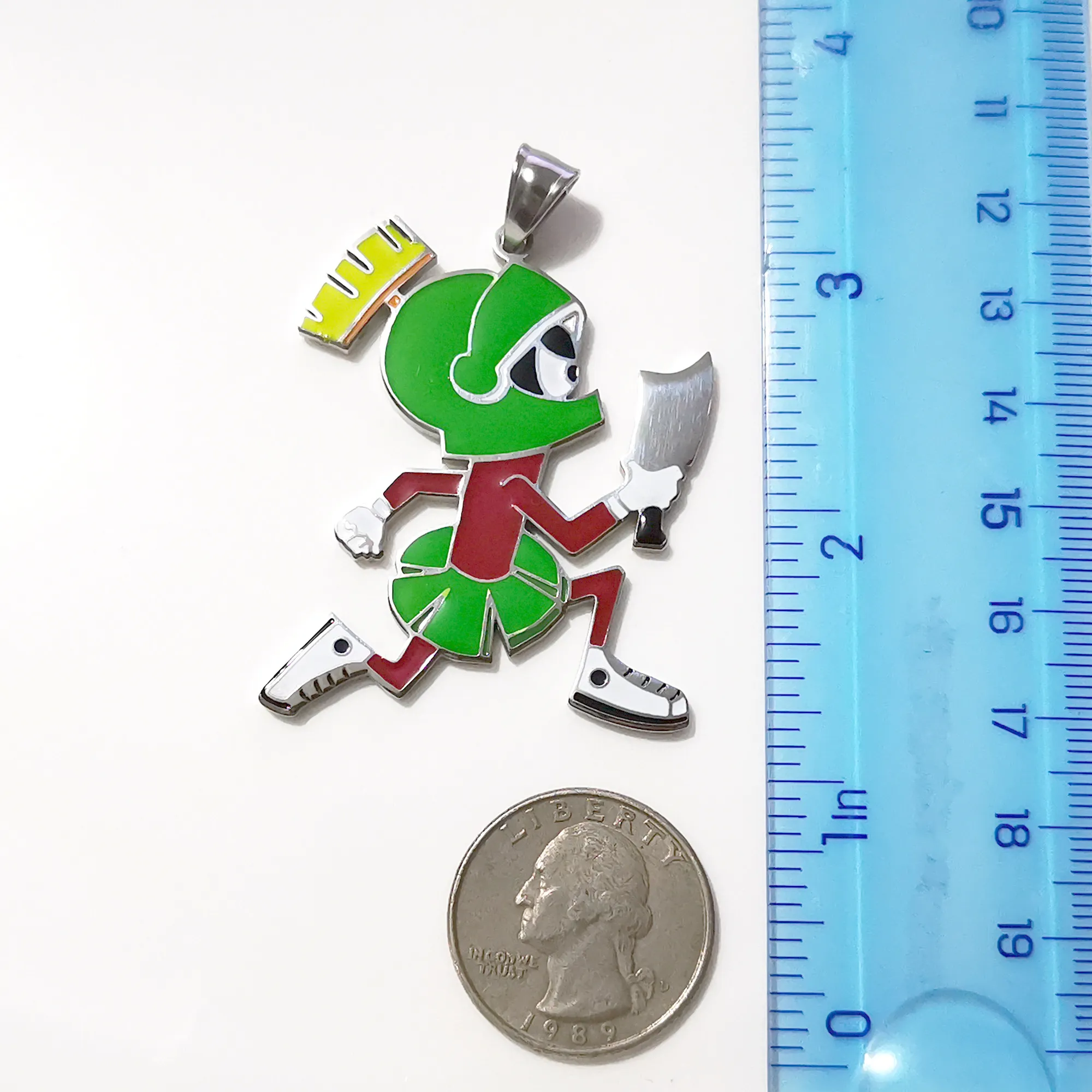 XMAS Gifts Mens Pendant Green Color 2 inch Juggalo Marvin the Martian Stainless steel ICP Hatchetman Necklace Chain252w