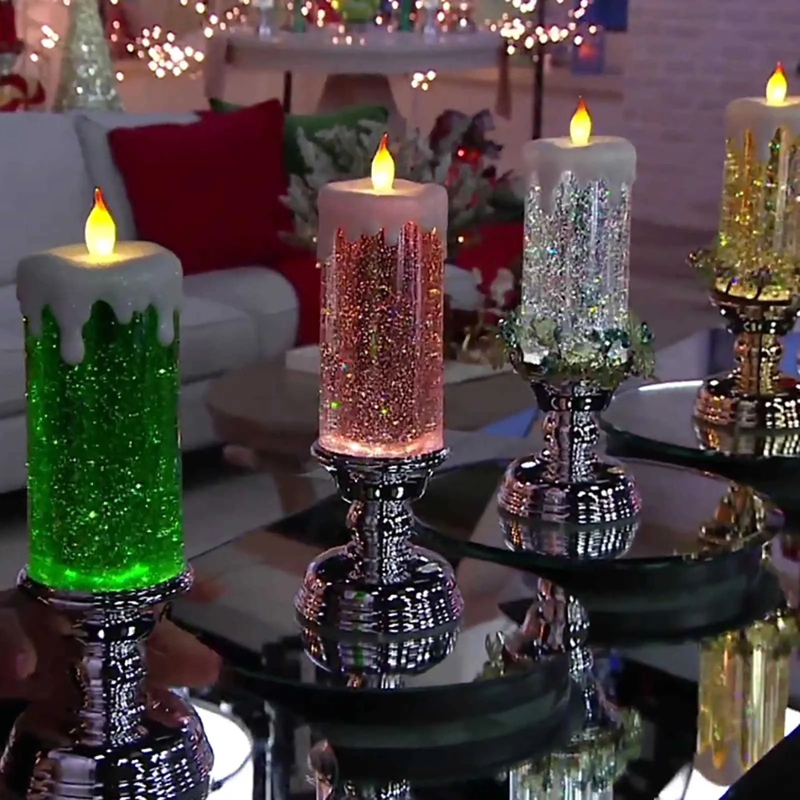 30 wiederaufladbare farbliche elektronische LED -wasserdichte Kerze mit Glitzerfarbe, die LED Water Candle Hogard 300 ml Navidad H09094829961