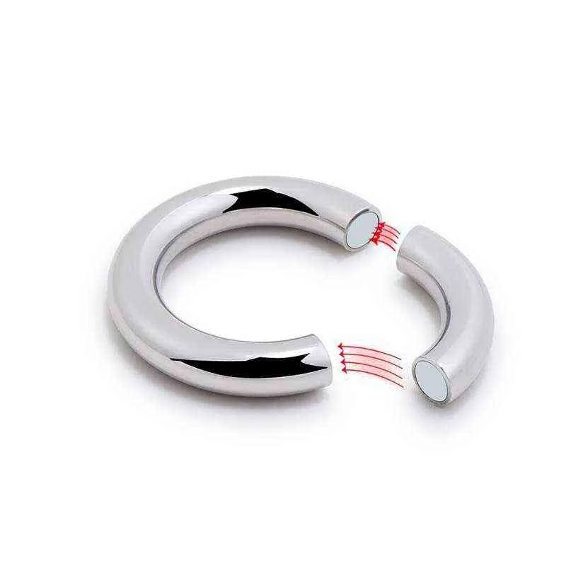 NXY Cockrings Metal Magnes Penis Ring Lock Sperma Mężczyzna Chastity Dorosły Sex Zabawki Kruszarka Moszna Dick Nosze Cockring Dla Mężczyzn Opóźnienie Czas Narzędzie 1124