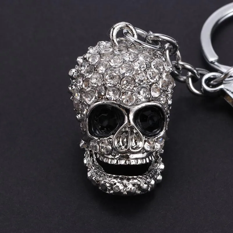 Keychains European And American Style Skull KeyChain Big Crystal Purse Bag Ornament Car Key Accessories Men Women Fashion Pendant204p