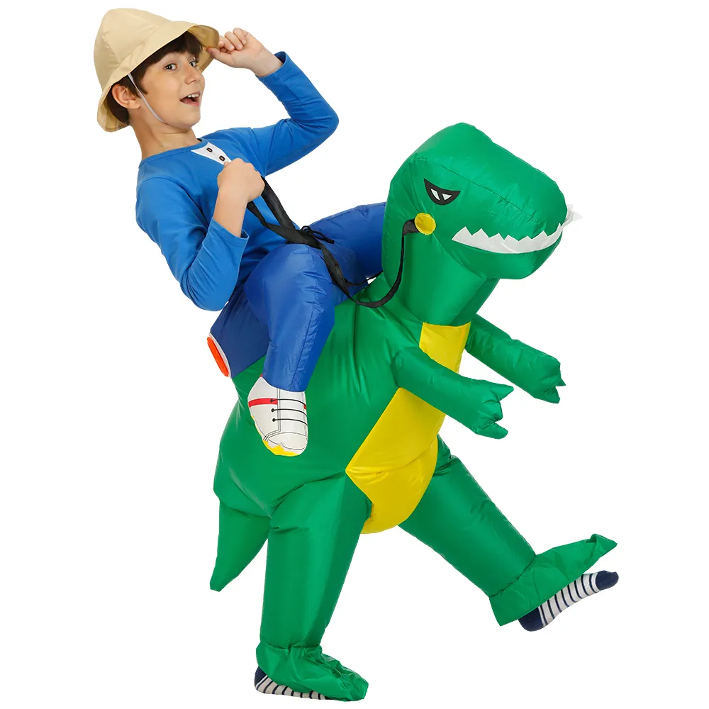 Costume de poupée de mascotte Costume de dinosaure vert enfants pourim fête tour gonflable Costumes Halloween carnaval fête adulte Animal anniversaire
