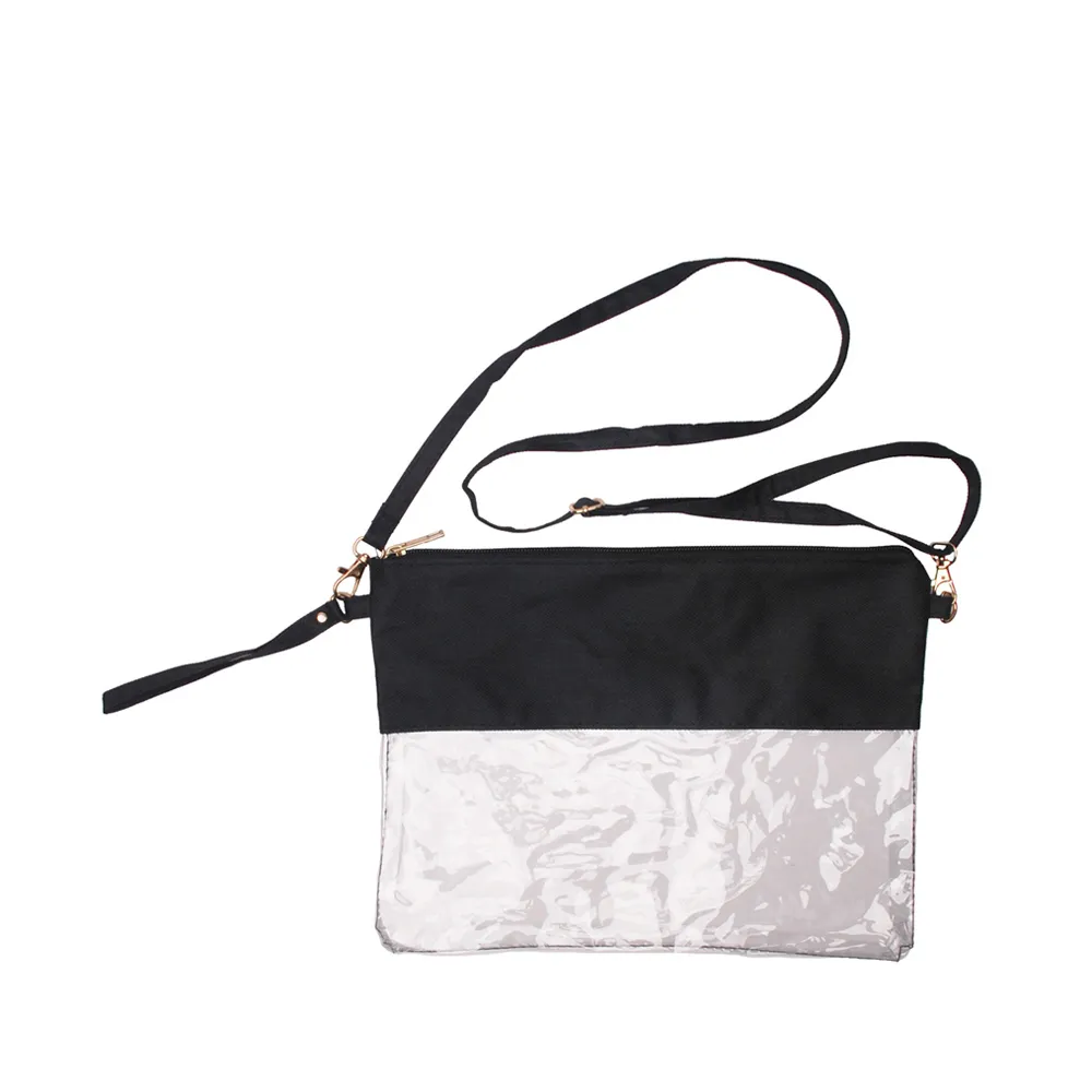 PVC Clear Cosmetic Bag USA Local Warehouse Color Trim Makeup Bags Stadium Pattern Transparent Wristlet Daybag DOMIL106-1321S