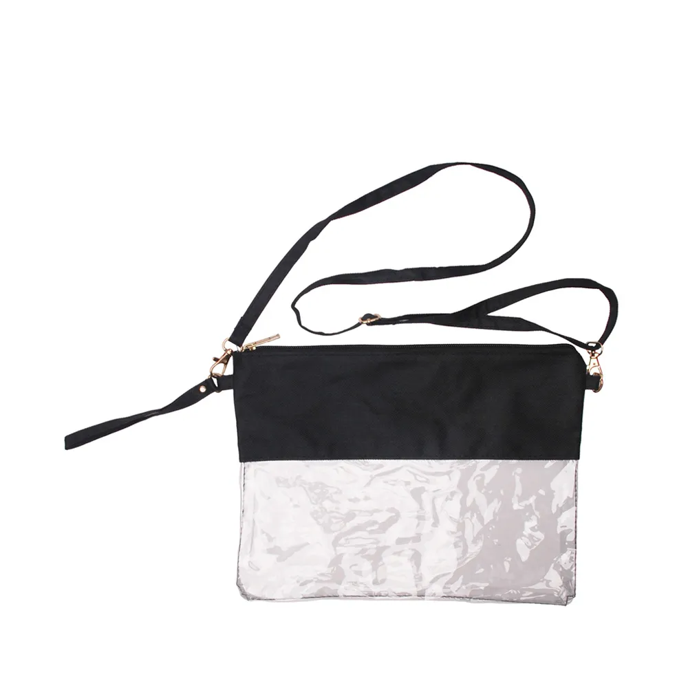 PVC Clear Cosmetic Bag USA Local Warehouse Color Trim Makeup Bags Stadium Pattern Transparent Wristlet Daybag DOMIL106-1258m