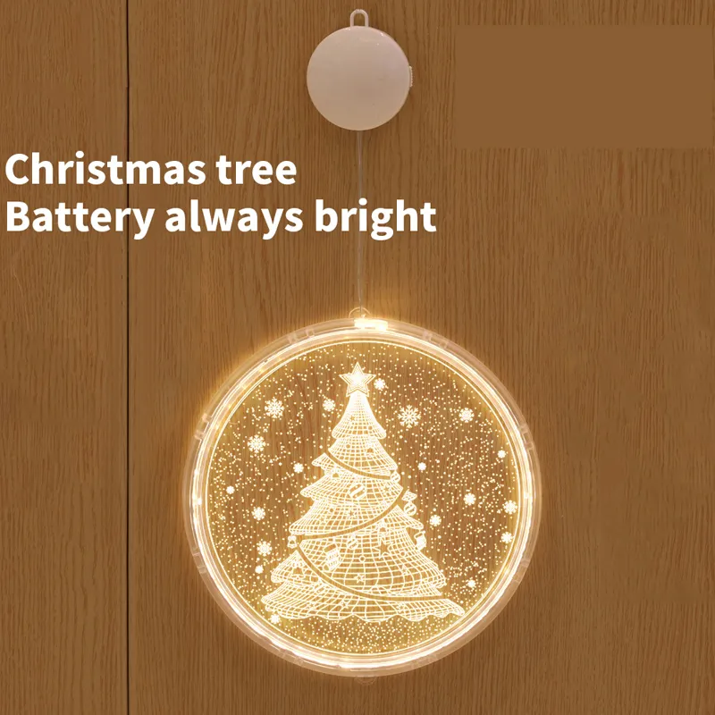 Luzes led de natal disco 3d pendurado luz sinos floco de neve bateria corda árvore quarto decoração2275367