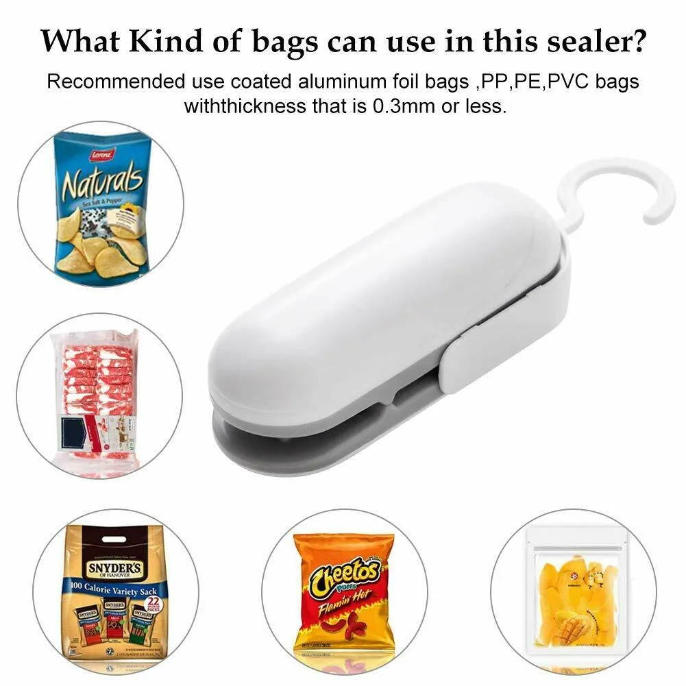 Biała mini uszczelniająca przenośna torba z przekąskimi klips Freshkeeping Plastikowe torby uszczelniające chipsy domowe nakrętki magazynowe Uszczelkacz ciepła 1680149