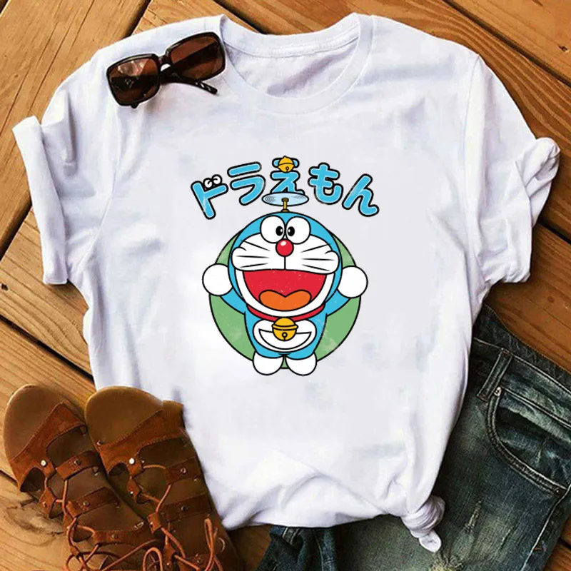 Anime Giysileri Yaz Shortsleeved Tshirt Komik Baskı Karikatürü Doraemon Graphic Casual Üstler Kadınlar039S Tshirts3910748