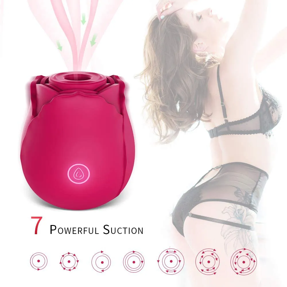 Klitoris-Saugnapf-Vibrator mit 7 intensiver Saugkraft, wasserdichter Rosen-Klitoris-Sauger, Nippelstimulator, Sexspielzeug für Frauen, Solo-Oralsex, 210329