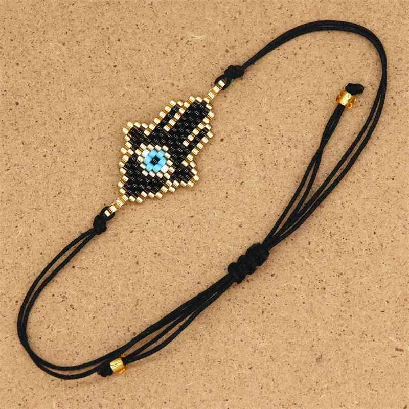 Raisins Insta mode MIYUKI Bracelet Hamas main pulseras hommes gland oeil bijoux réglable corde chaîne bracelets pour femme cadeau LJ2251s