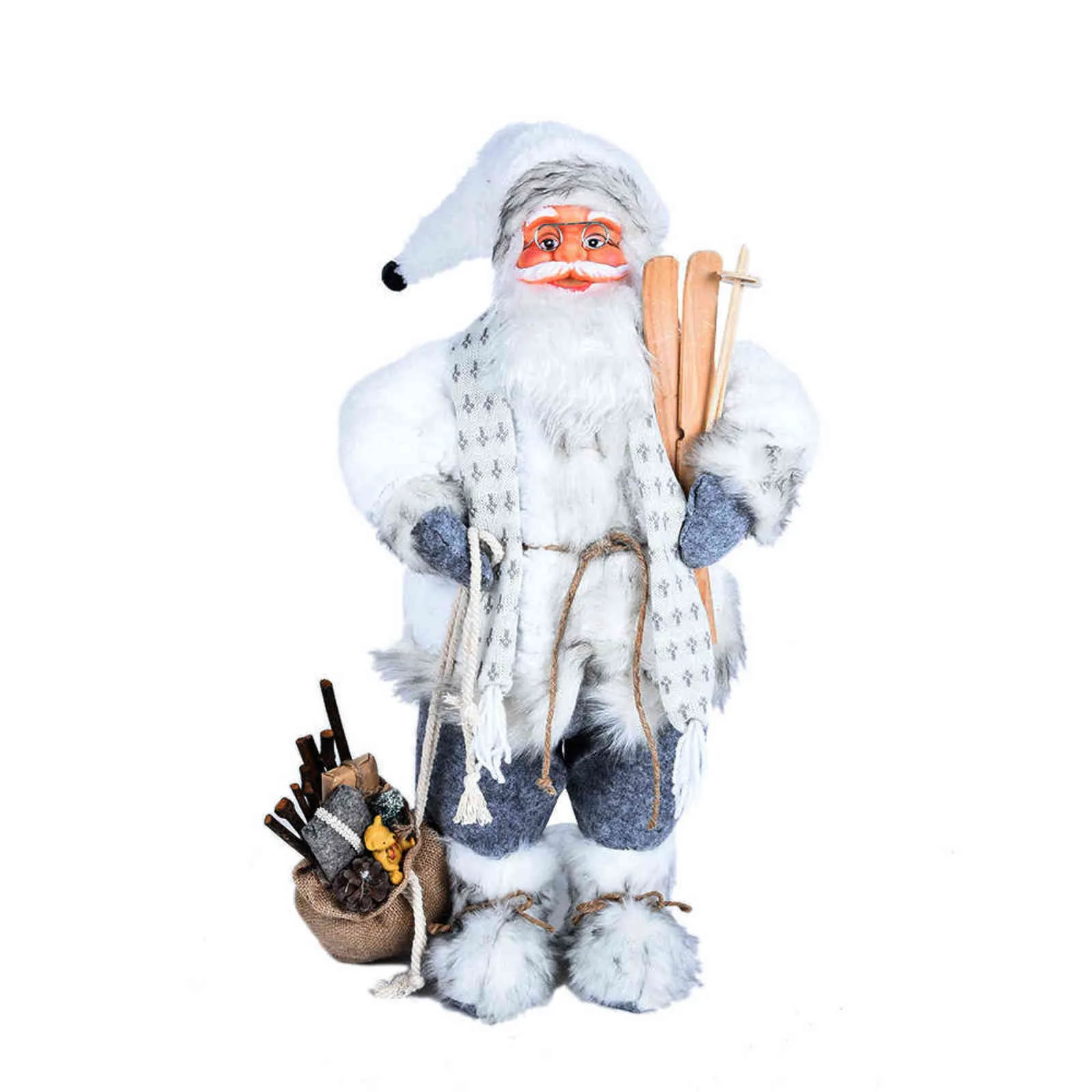 2022巨大なサンタクロース装飾年の贈り物の立っている人形のクリスマスツリーの装飾ナビダッドのためのクリスマスギフト玩具30/45 cm 211104