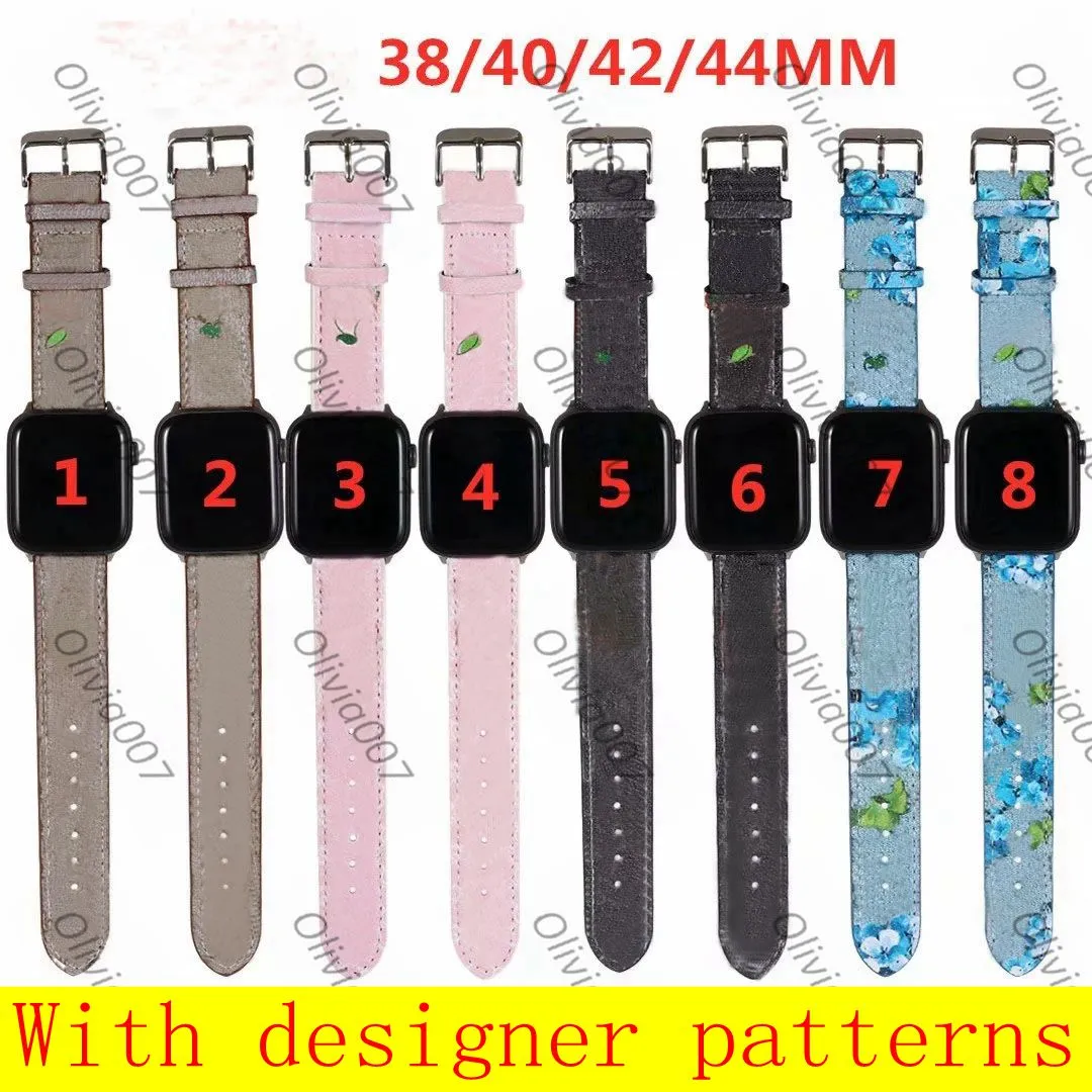 G designer de luxe Bracelets de montre Bracelet de montre 42mm 38mm 40mm 44mm iwatch 2 3 4 5 bandes Bracelet en cuir Bracelet Fashion Stripes bracelet de montre A19