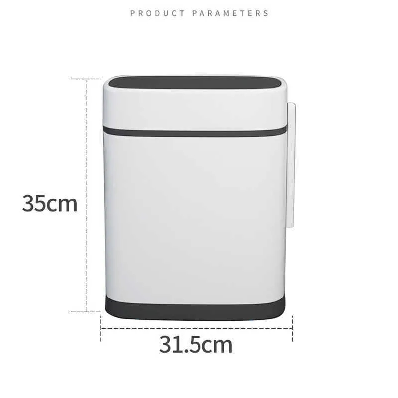 14L Prullenbak Can Bathroom Zero-Afval Dustbin One Sleutel Knop Afvalbak W / Borstel Smalle Naad Afval Voor Toilet Garbage 210728