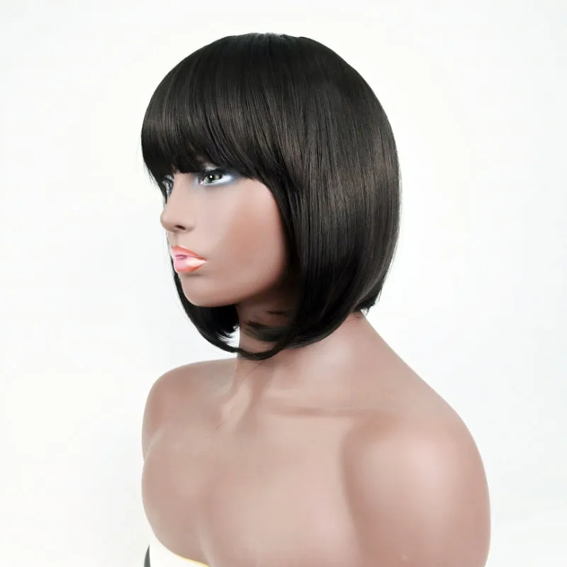 35 cm synthétique Bobo perruque Simulation perruques de cheveux humains postiches pour les femmes noires et blanches qui ont l'air réel 741A #