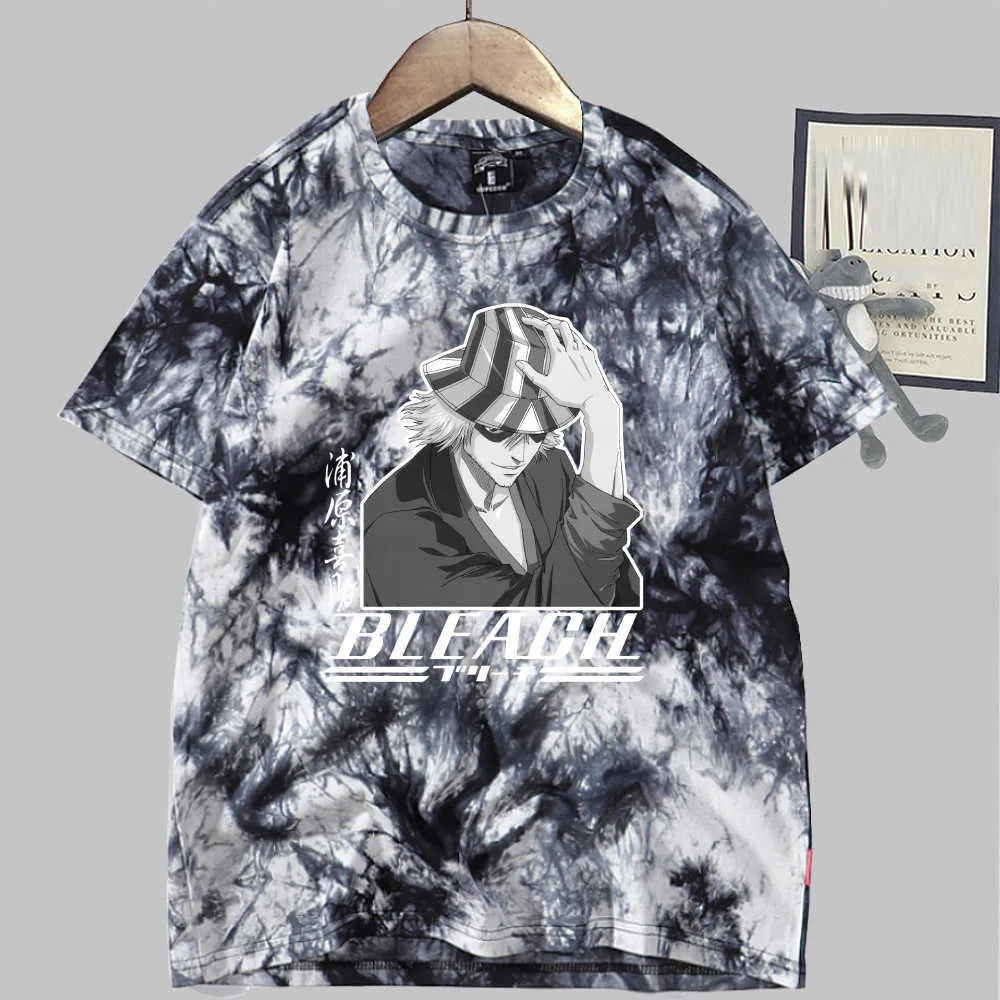 Candeggina Kisuke Urahara T-shirt Stampa Moda manica corta girocollo Tie Dye Anime Top Y0809