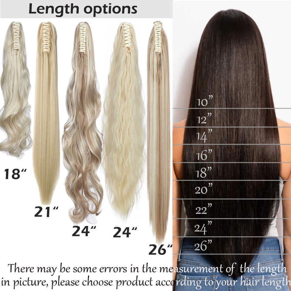 Snoilite 1226inCch Claw Clip on Ponytail Hair Extension Synthetic Ponytail Extension Hair for Women Pony Tail Hair Hair Plice H0915096295