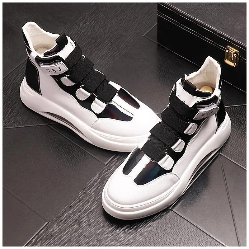 Luksusowe PU Skórzane Mężczyźni Buty Designer Punk Sneakers Hip Hop High Tops Trenerzy Mokasyny Buty Zapatillas Hombre