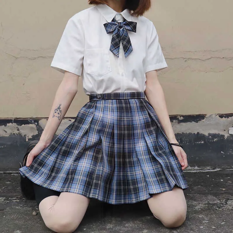 Kadın Mor Siyah Goth Pileli Ekose Etek Glir Yüksek Bel Mini Seksi Etekler Japon Okul Harajuku Cosplay Anime Sailor Suit 210708