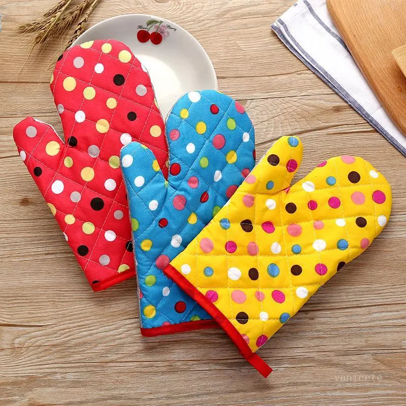 Oven Mitts Baking Durable Microwave Proof Resistant Colorful Heat Insulation Bakeware Gloves Kitchen tool T2I51775