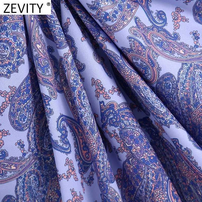 Zevity Women Vintage Neckew Nuts Drukuj Hem Nieregularne Spódnica Sarong Faldas Mujer Kobiet Bowknot Powrót Zipper Casual Spódnica Qun800 210721