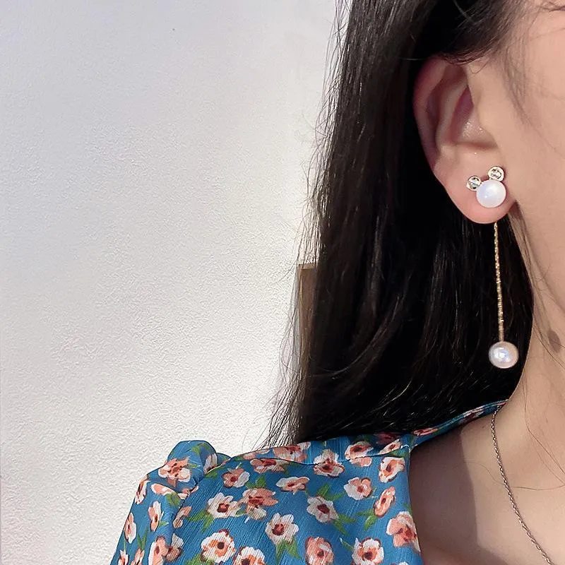 Dangle lustre longue perle mignon boucles d'oreilles avec dessin animé souris mariage Anime bijoux pour femmes 2021 mode breloque accessoires