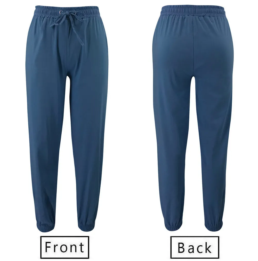 Streetwear Summer Casual Byxor Casual Strap Pocket Slim Solid Färg Casual Byxor Drawstring Womens Pants 210514