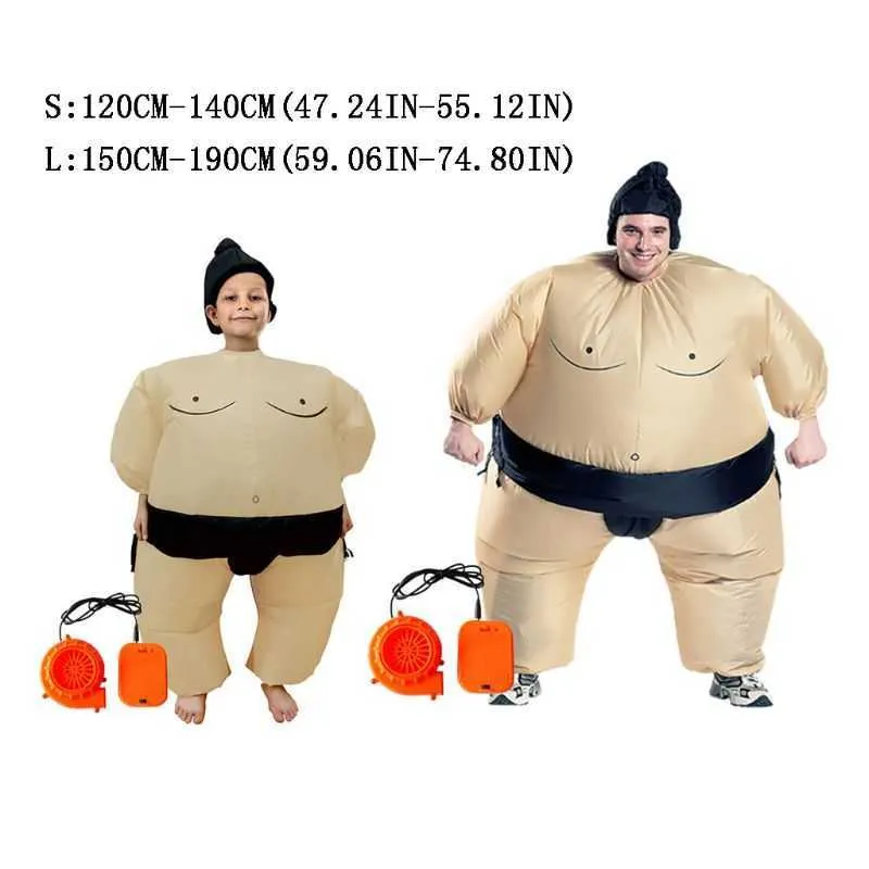 Sumo Wrestler Costume Uppblåsbar kostym Blow Up Outfit Cosplay Party Dress for Kid and Adult Dropship Q0910271D2543575