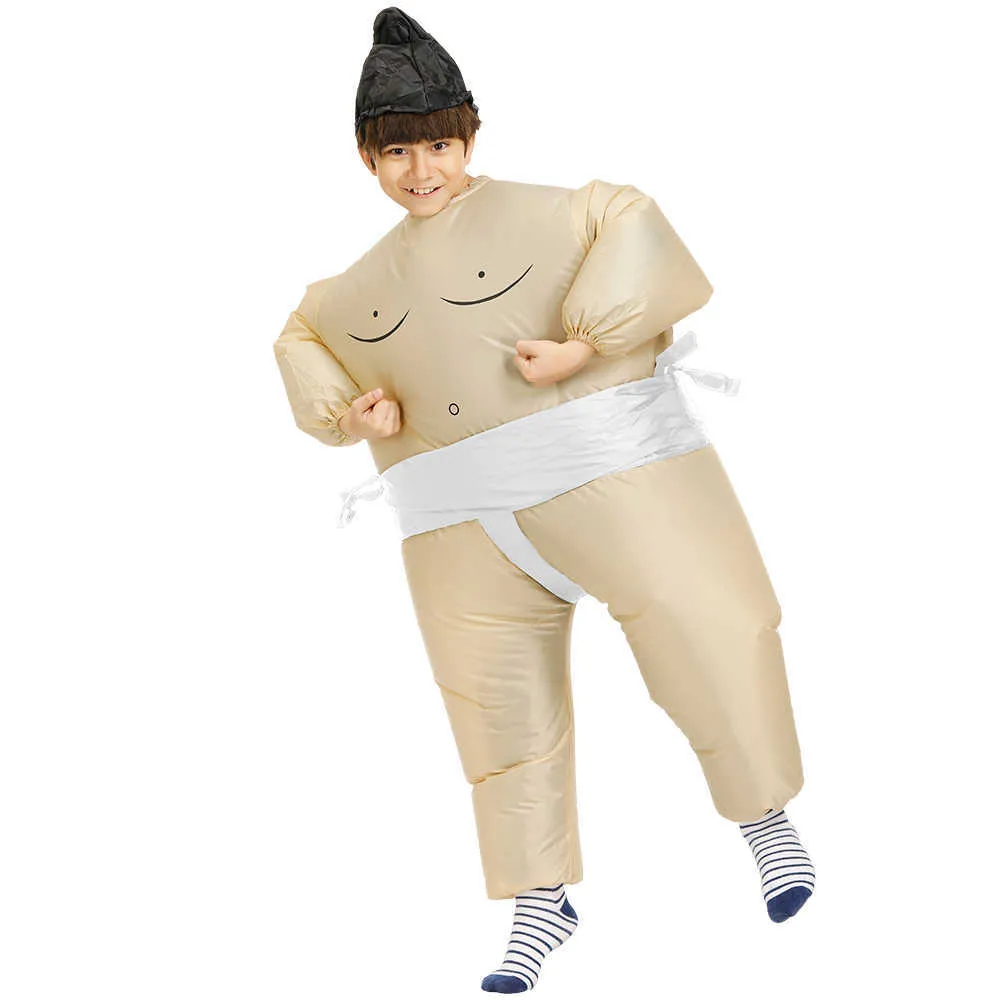 Kids Blow Up Sumo Inflatable Costumes Halloween Cosplay Costume Children Carnival Party Role Play Disfraz 140-160cm Q0910