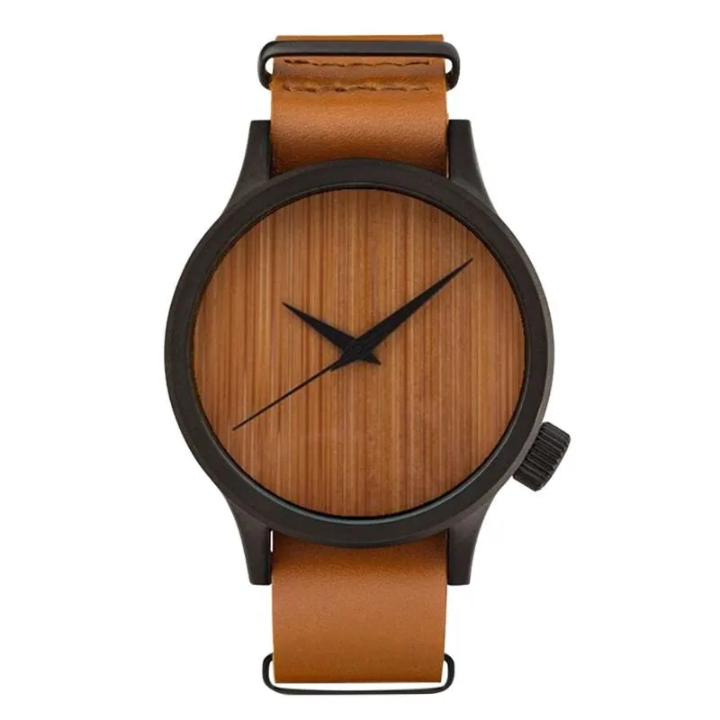 Montre en bois décontractée pour hommes et femmes, montre-bracelet de luxe en bambou pour hommes d'affaires, à Quartz, Clock250d