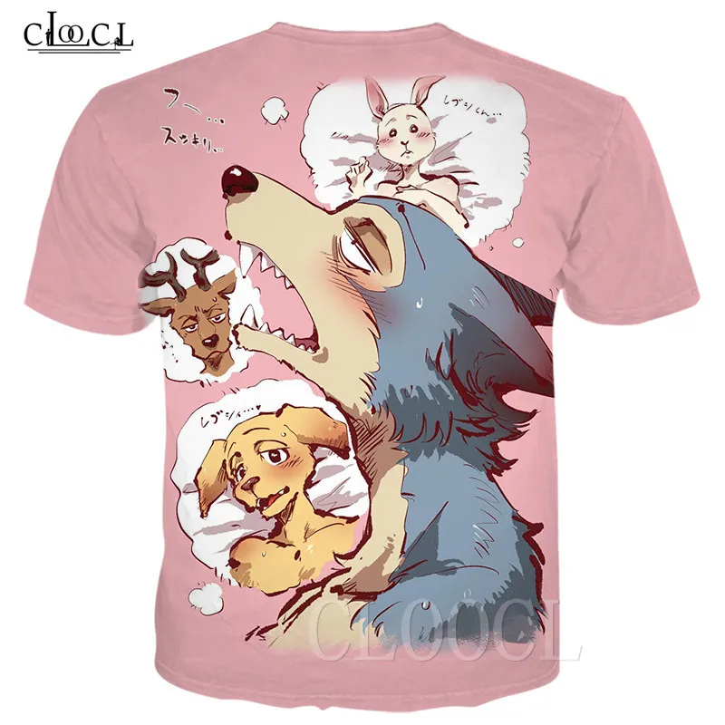 Cloocl Cartoon Anime Beastars T koszulki TEE HARAJUKU Bluzy Pullovers 3D Drukuj wilk jelenie letnie mężczyzn T-shirt 21032303S