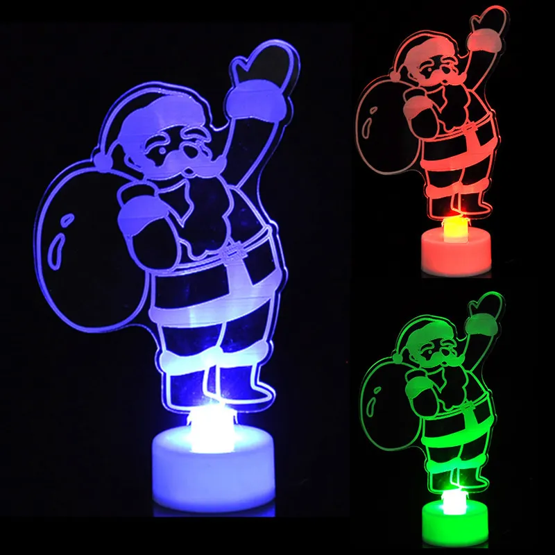 Boże Narodzenie LED Night Light Kreatywny Dekoracji Kolorowe Xmas Drzewo Snowman Santa Claus Lampa Dekoracje Home Luminous Akryl