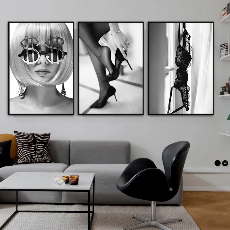 Sexy Beine Poster Druck Schwarz und Weiß Leinwand Malerei Pop Wand Kunst Bilder für Wohnzimmer Vintage Mode Wohnkultur Cuadros