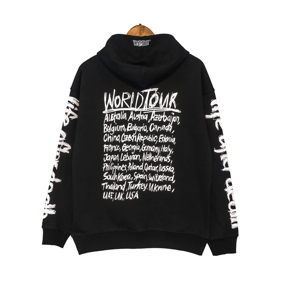 2021ss VETEMENTS World Tour Sweat à capuche pour homme et femme 11 qualité Graffiti Lettre Imprimé Vetements Sweat-shirts surdimensionnés VTM À capuche 1238205