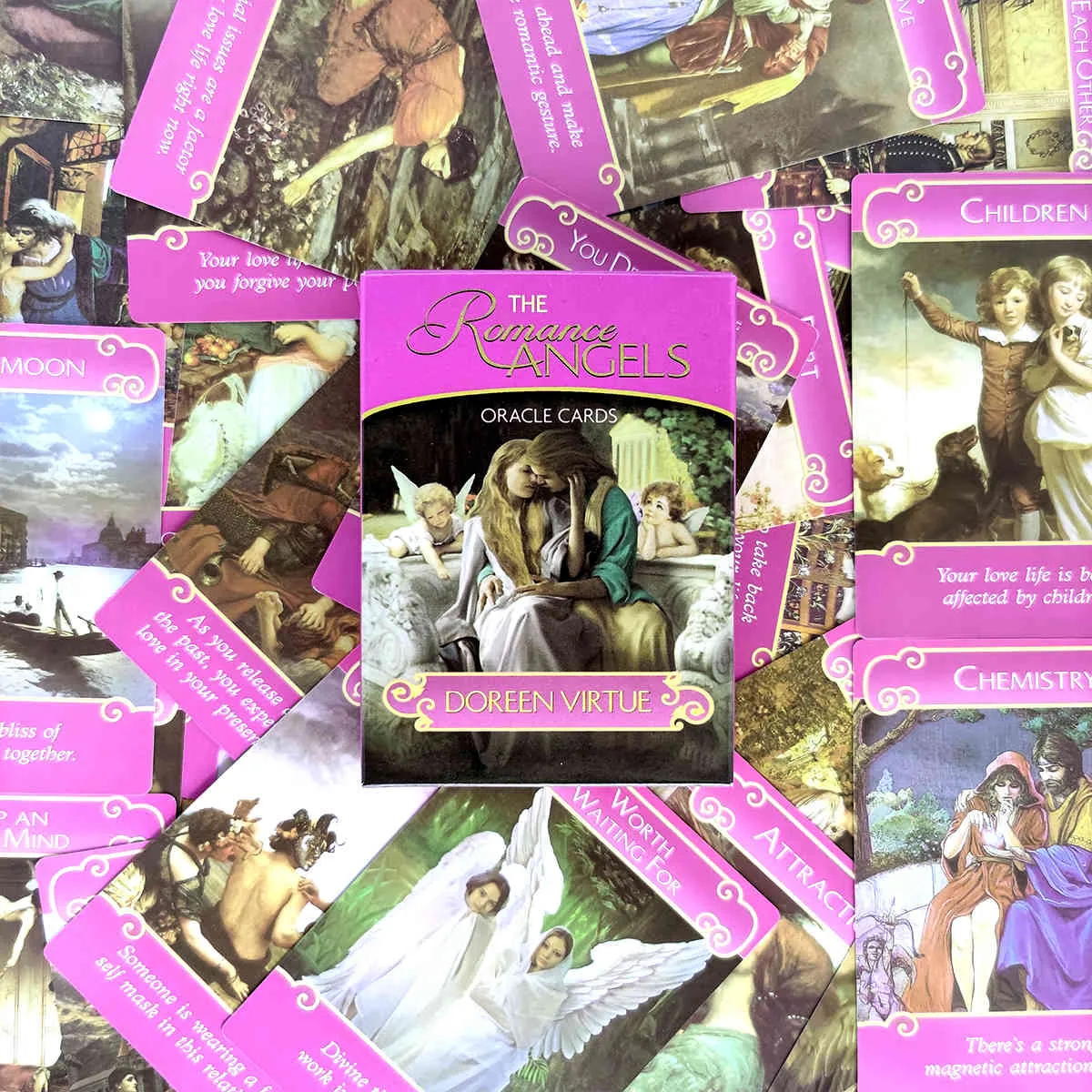 Carte Oracle des anges romantiques, cartes de Tarot et guide PDF, jeu de Divination, divertissement, fête, jeu de société, 44 feuilles/boîte