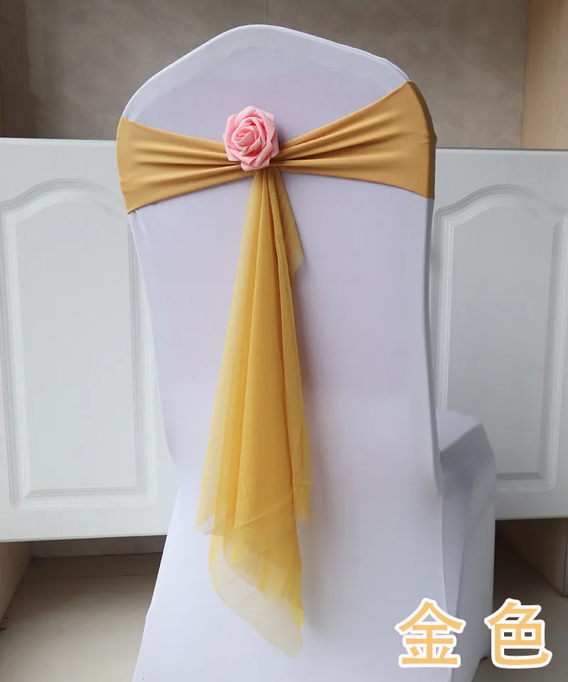 Flower Hotel Chair Cover Bow Hotel Wedding Robe de mariée sans siège Retour Décoration Ruban Chaise Fil