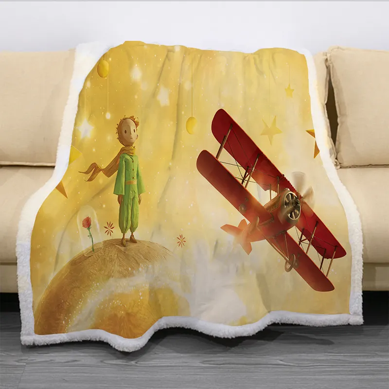 Petit Prince 3D imprimé polaire couverture pour lits épais couette mode couvre-lit Sherpa jeter couvertures adultes enfants