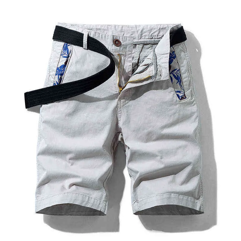Shorts masculinos 2021 moda cor sólida clássico costura padrão calças de praia masculino casual militar shorts bermuda macacão h1210