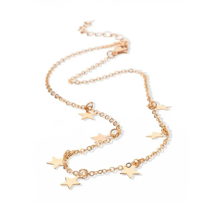 Collier Simple étoile d'or pour femmes femme tour de cou lien chaîne Collier pentagone pendentif cou Collier femme bijoux cadeaux
