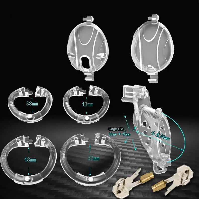 Nouveau capuchon interchangeable Cage de chasteté, Double Caps Male Chastity Device Cock Cage 4Size Cock Rings Sex Toys Pour Homme BDSM Penis Cage. P0826