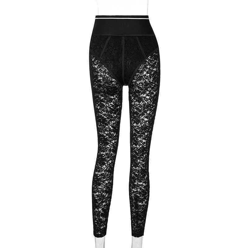 Frau Spitze Hosen Designer Brief Druck Sexy Aushöhlen Leggings Seite Zipper Neue Mode Hohe Taille Lange Hosen