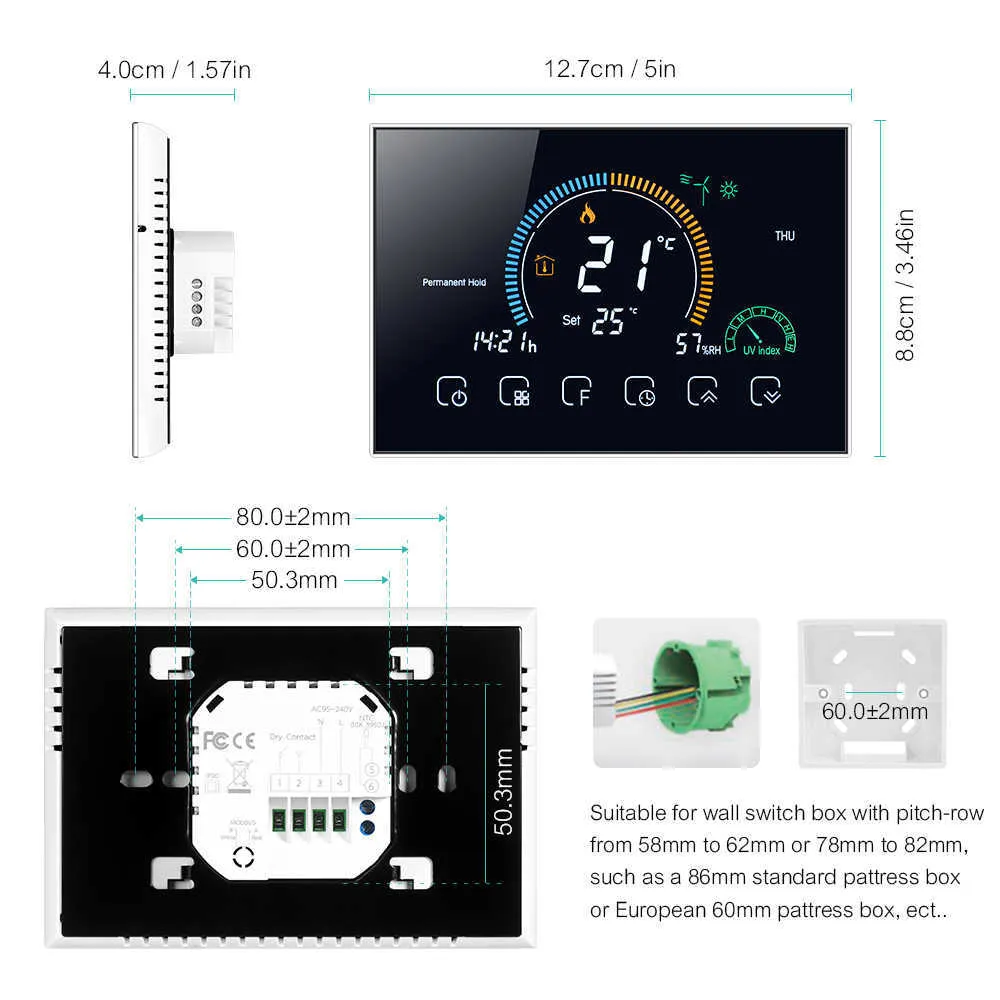 / Commutable Wi-Fi Smart Programmable Thermostat Voice APP Contrôle Rétro-éclairage LCD Eau / Chaudière à gaz Thermorégulateur de chauffage 210719