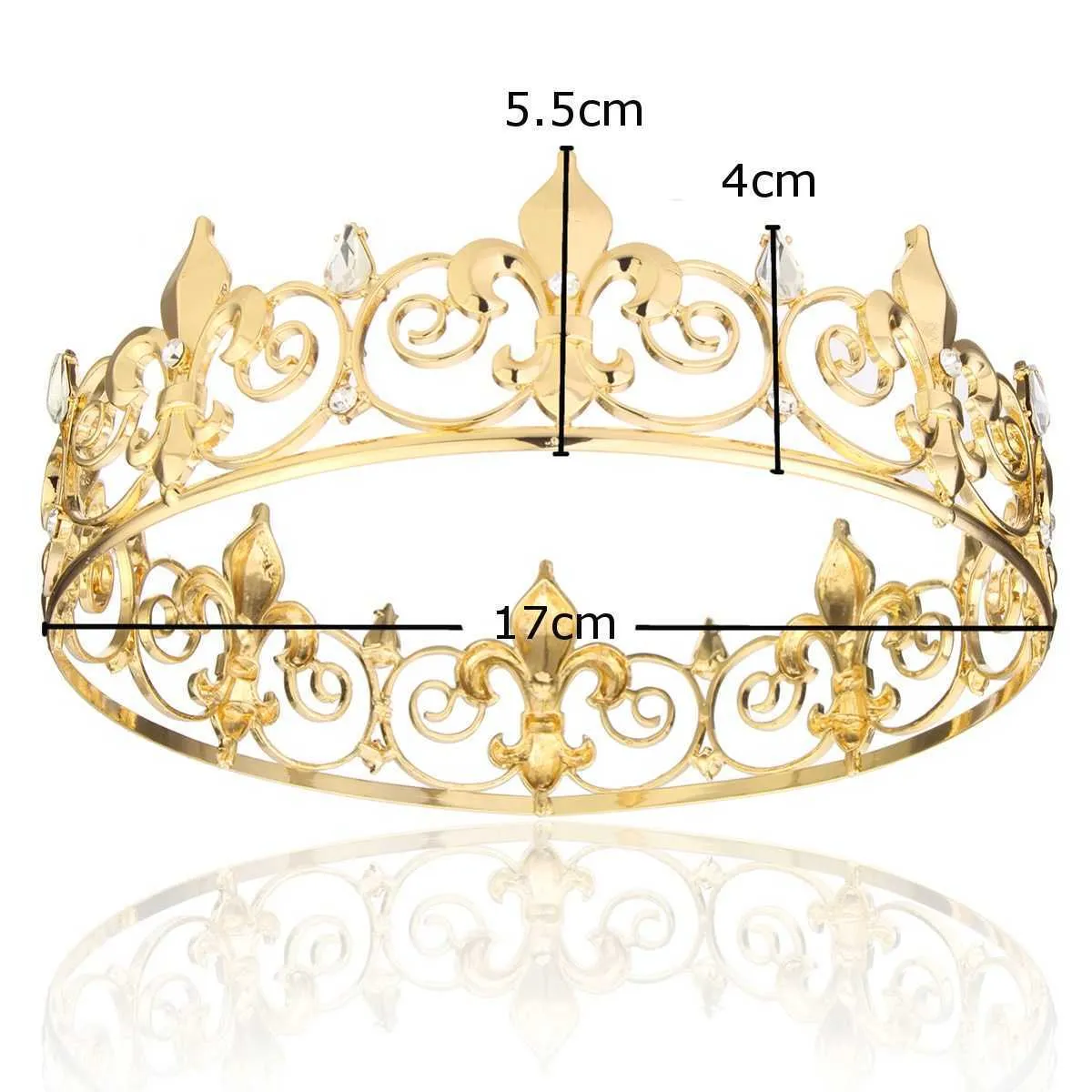 Hela cirkelguld prom accessoarer King Men039S Crown Round Imperial Tiara 2106166002262